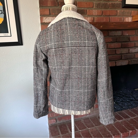 NWT White Crow Plaid Sherpa Lined Moto Jacket Sz M - Picture 6 of 8